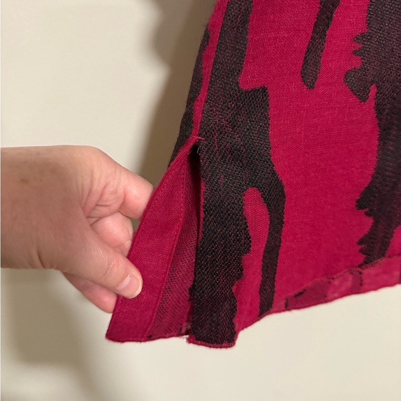Ali Miles Women's Fuschia Black Linen Blend Top Medium Artsy Modern Abstract - Picture 5 of 8